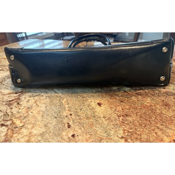 CLUCI NWOT  Refined Leather Briefcase 15" Laptop  Bag Black Large Tote - Picture 12 of 15